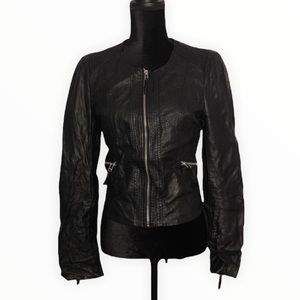 COPY - BKE Buckle faux leather black zip up jacket Small S